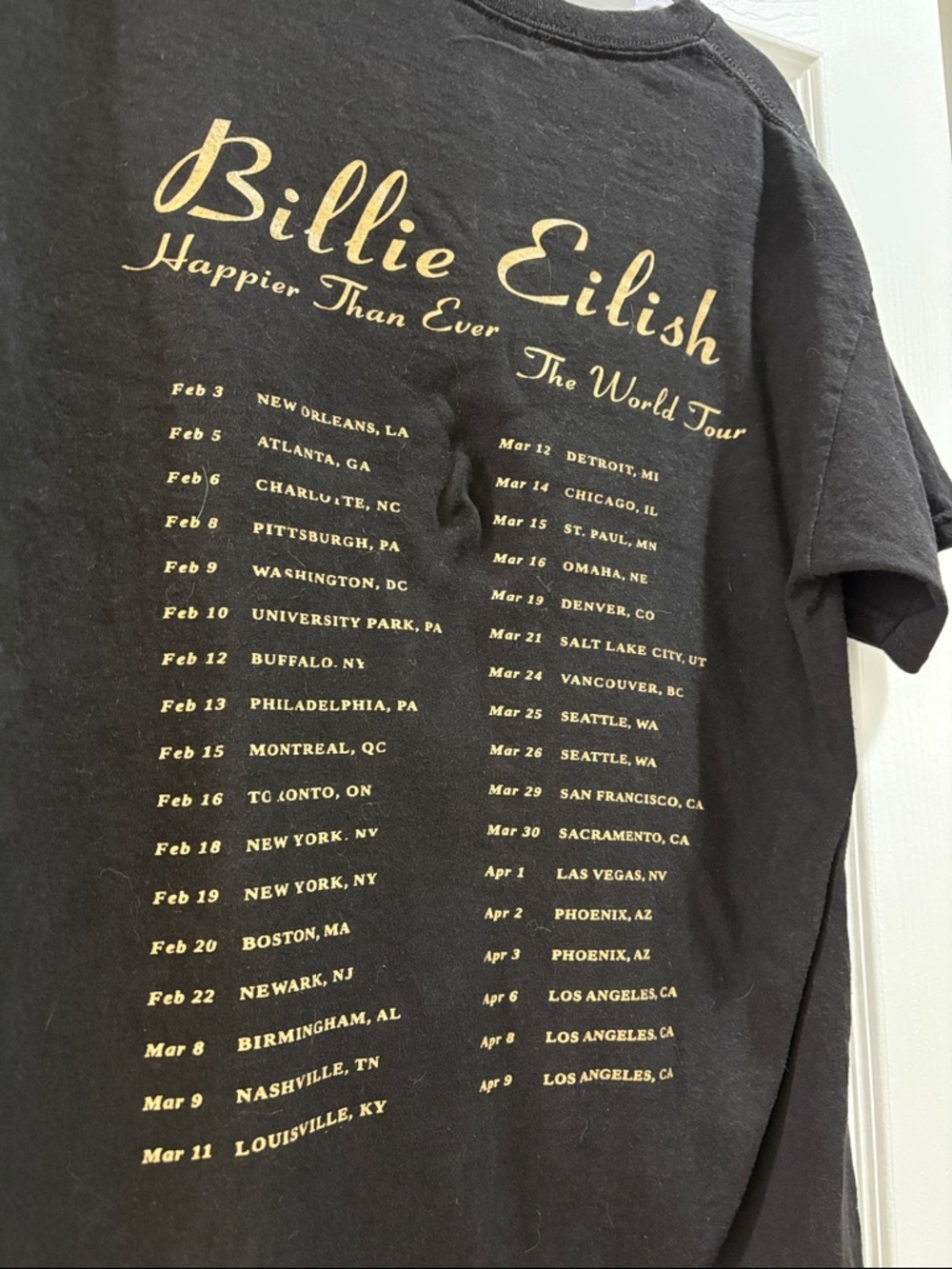 Billie Eilish Medium Happier Than Ever The World Tour Black Graphic 100% Cotton - Picture 7 of 9